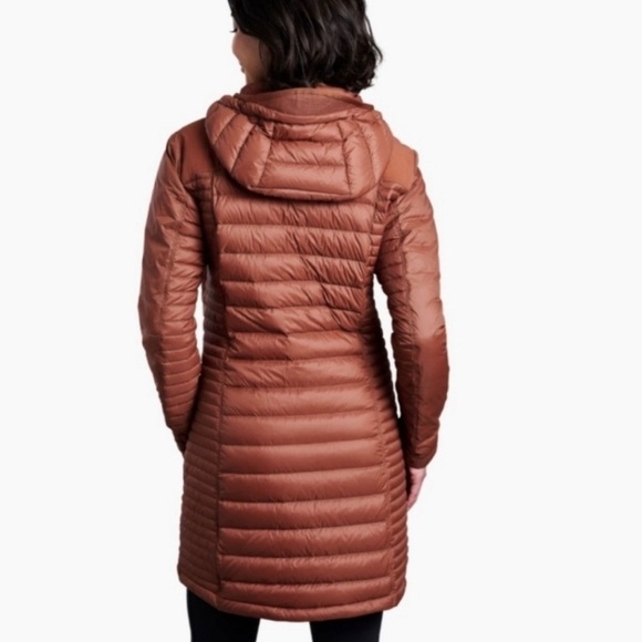 KUHL Spyfire Full Zip Goose Down Parka Hoodie Puffer WM Large Cinnamon NWOT - Picture 3 of 6